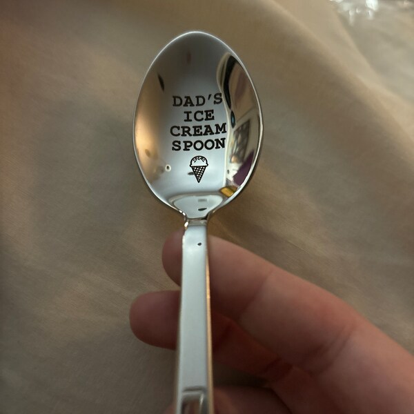 Papa's Ice Cream Plow Engraved Spoon - 7 Inch Stainless Steel Spoon, Fun Father's Day Gift From Daughter