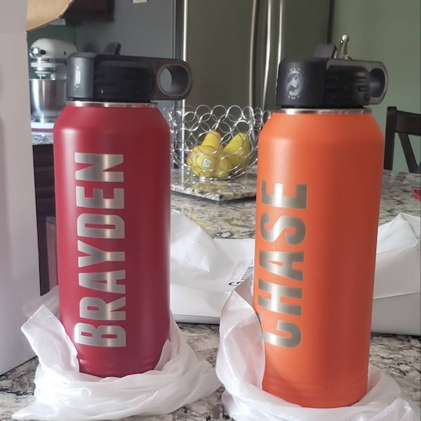 Engraved Water Bottles With Straw, Personalized Insulated Water Bottle ...