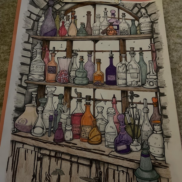 60 Magical Fantasy Coloring Book Pages for Kids Adults, Fairytale