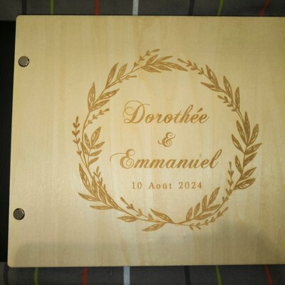 Livre D'or En Bois Livre D'Or Mariage En Bois BOPHIS - 20 Pages Kraft Avec Stylo | Personnalisable Pour Cérémonie Et Anniversaire Album Invité Mariage Personnalisable