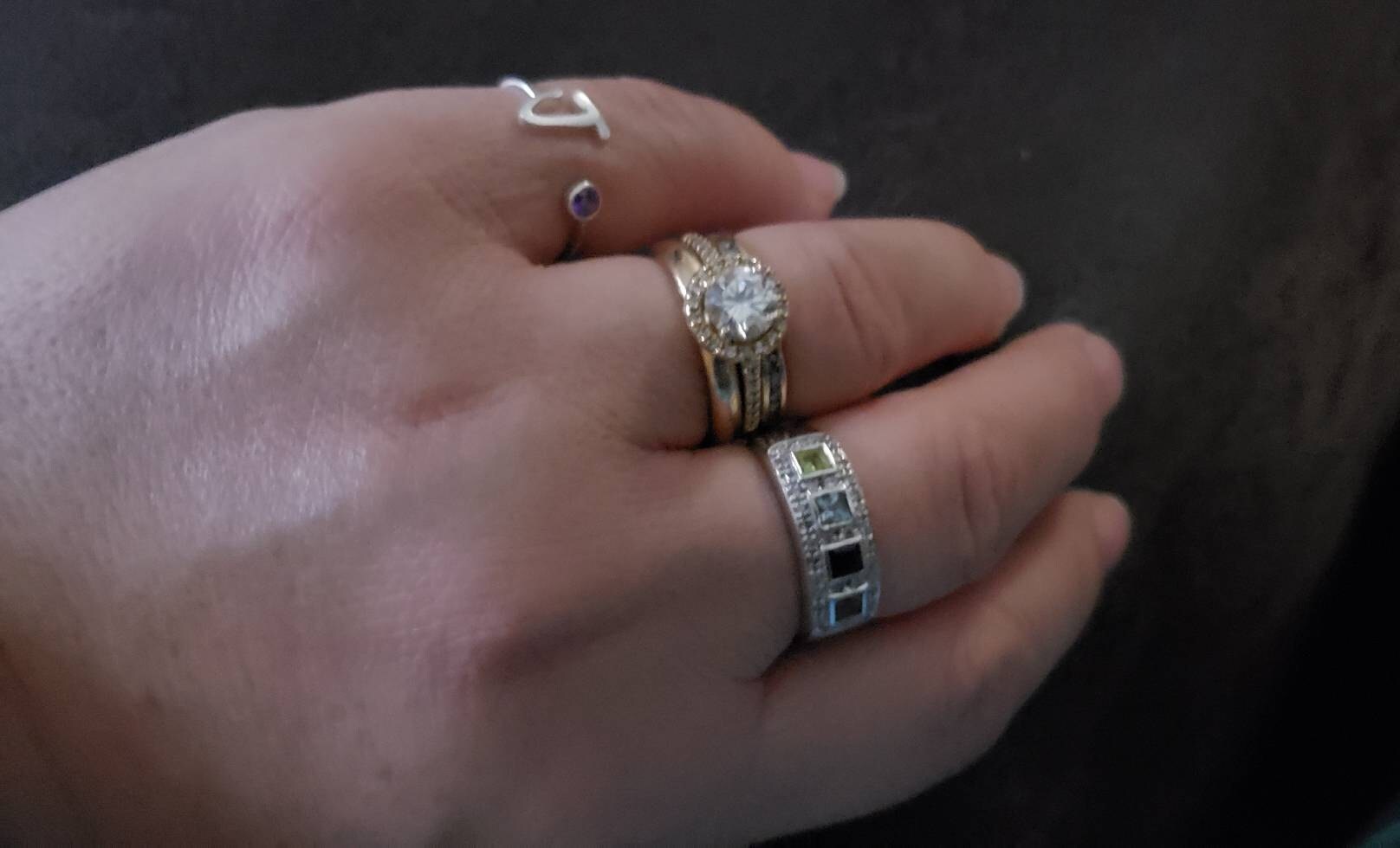 Custom Initial Birthstone Ring • Personalized Sterling Silver Initials Ring • Custom Name Gemstone Mother Ring • Mother Child Ring • RM06F48