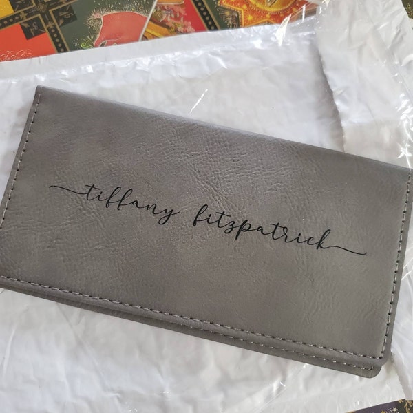 Custom Eco Friendly Checkbook Holder, LASER ENGRAVED Checkbook Cover ...