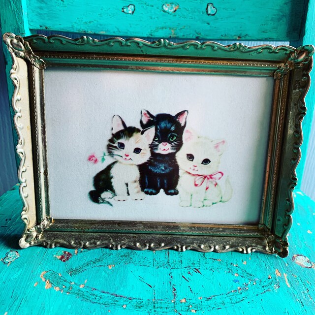 Vintage Image Shabby Nursery Seven Kittens Cats Transfers