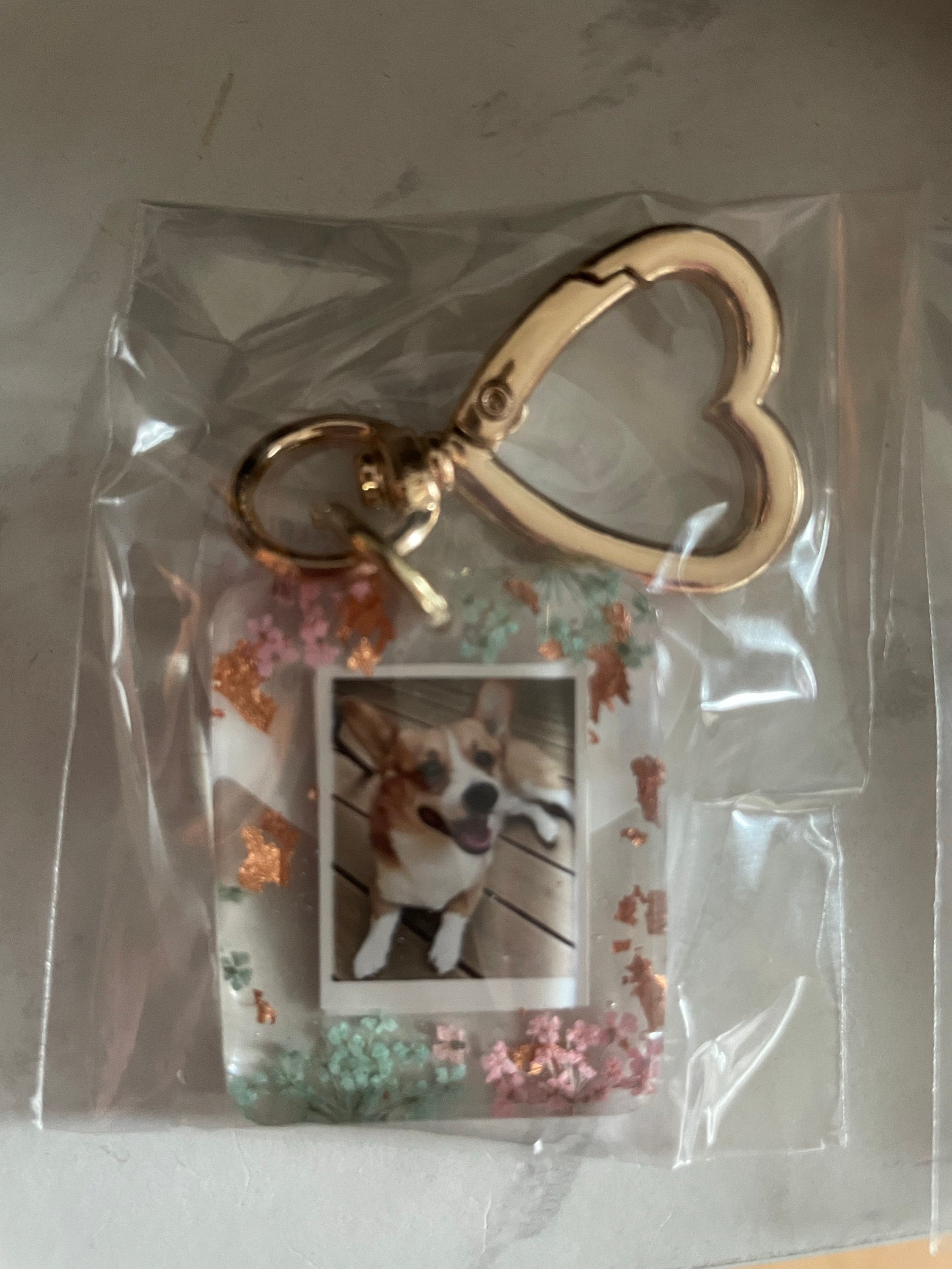 Personalized Photo Gold Keychain, Customize W/Your Photo,  Resin Photo Keychain, Personalized, Anniversary Gift, Photo Keychains, Pets