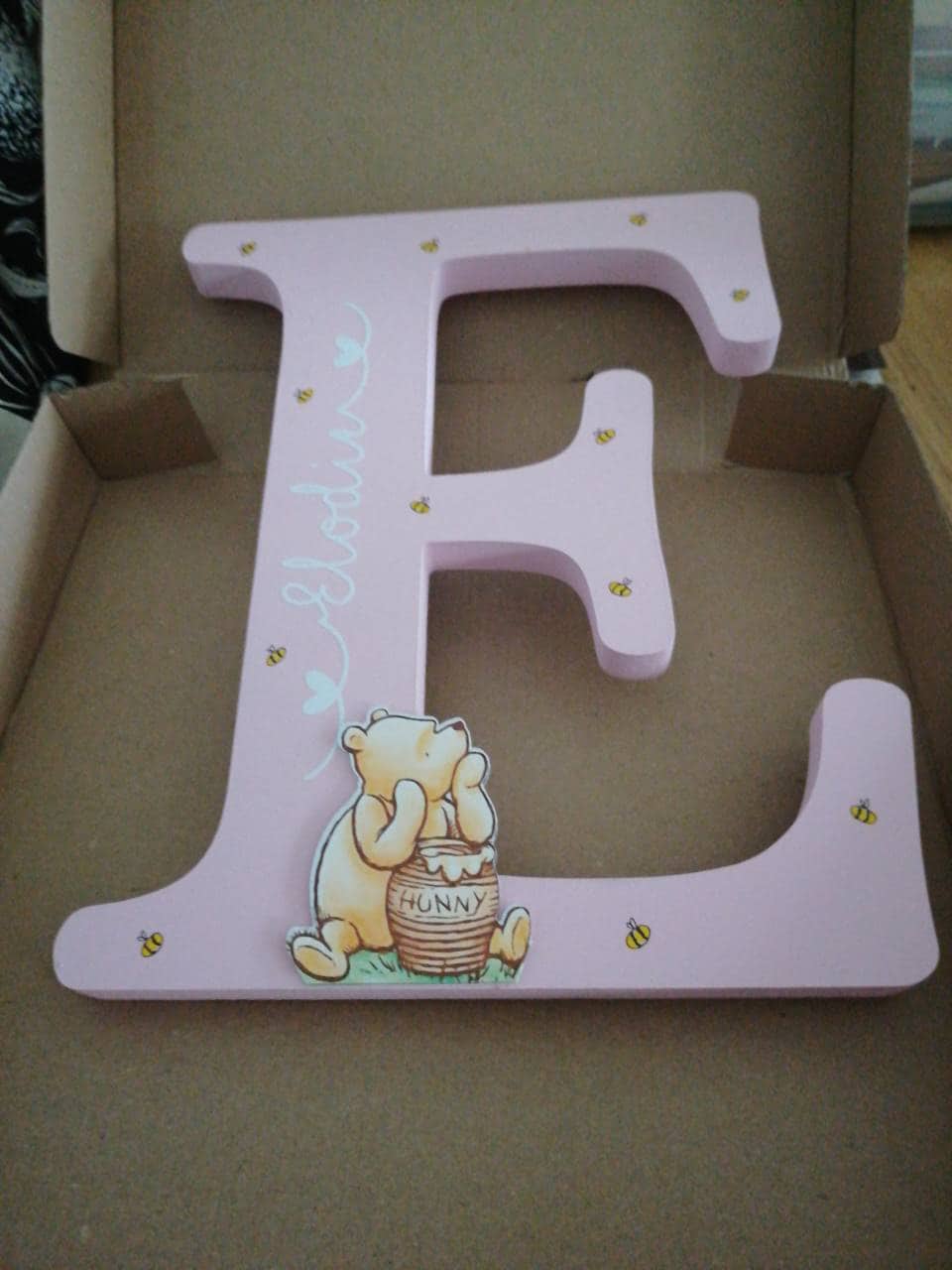 Personalized Wooden Letter, Handmade Wooden Freestanding Winnie the Pooh Letter Name, New Baby Gift Nursery Bedroom Decor Shelfie