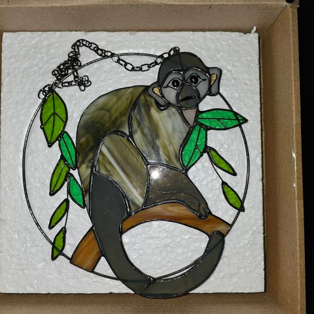Capuchin Little Monkey Stained Glass Window Hangings Capuchin Little Monkey Stained Glass Window Hangings