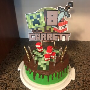 Minecraft Tnt Cupcake Toppers Fondant Minecraft Party Favors Etsy