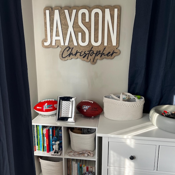 Personalized 3D Nursery Baby Name Sign | Custom Wood Name Plaque ...