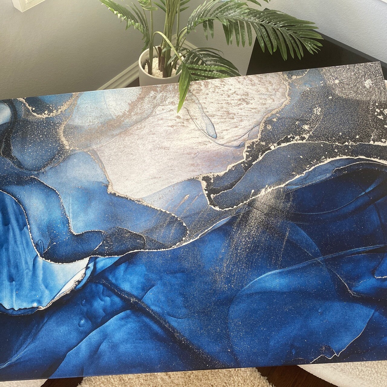 Marble Abstract Painting Blue Abstract Painting Abstract Etsy