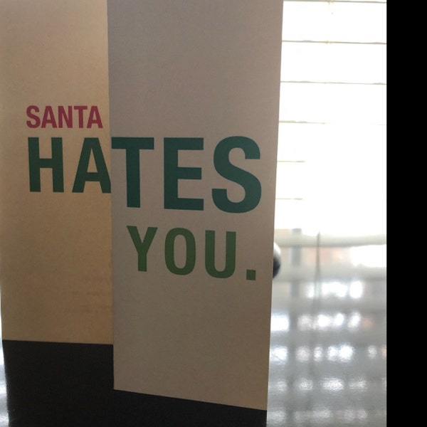 Funny Christmas Card / Santa Hates You Card - Funny Holiday Card ...