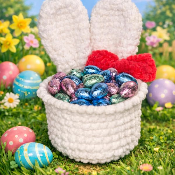 Easter Bunny Basket Crochet Pattern PDF | Amigurumi Rabbit Storage ...