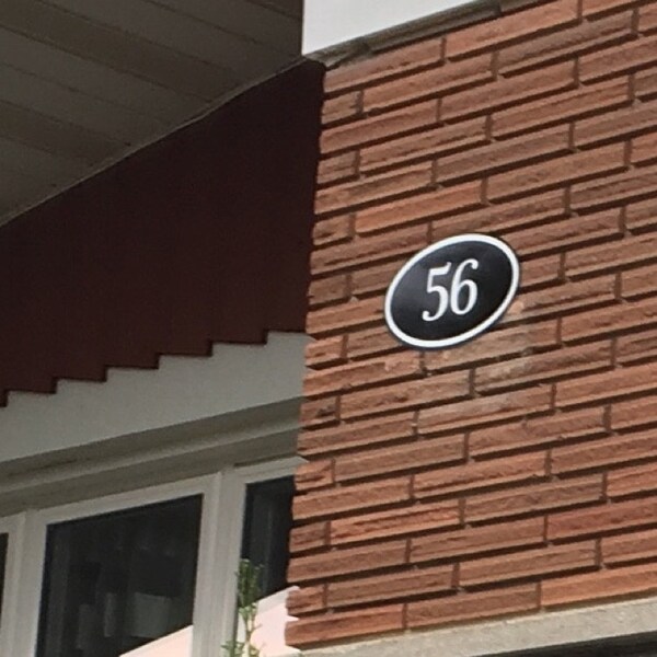 thumbnail image 2 of Handmade Personalized Oval Address Sign – 12x7” Aluminum – White High Gloss – Black Letters – Wall Or Door Mount 2 of 4