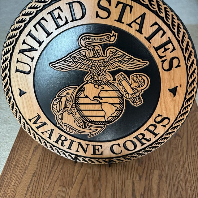U.S. Marine Corps EGA Wood Carved Plaque, Veteran Wall Art