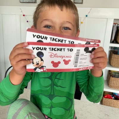 Printable Ticket to Disneyland, Surprise Trip, Birthday Gift, Disneyland, EDITABLE Text, Mickey ...