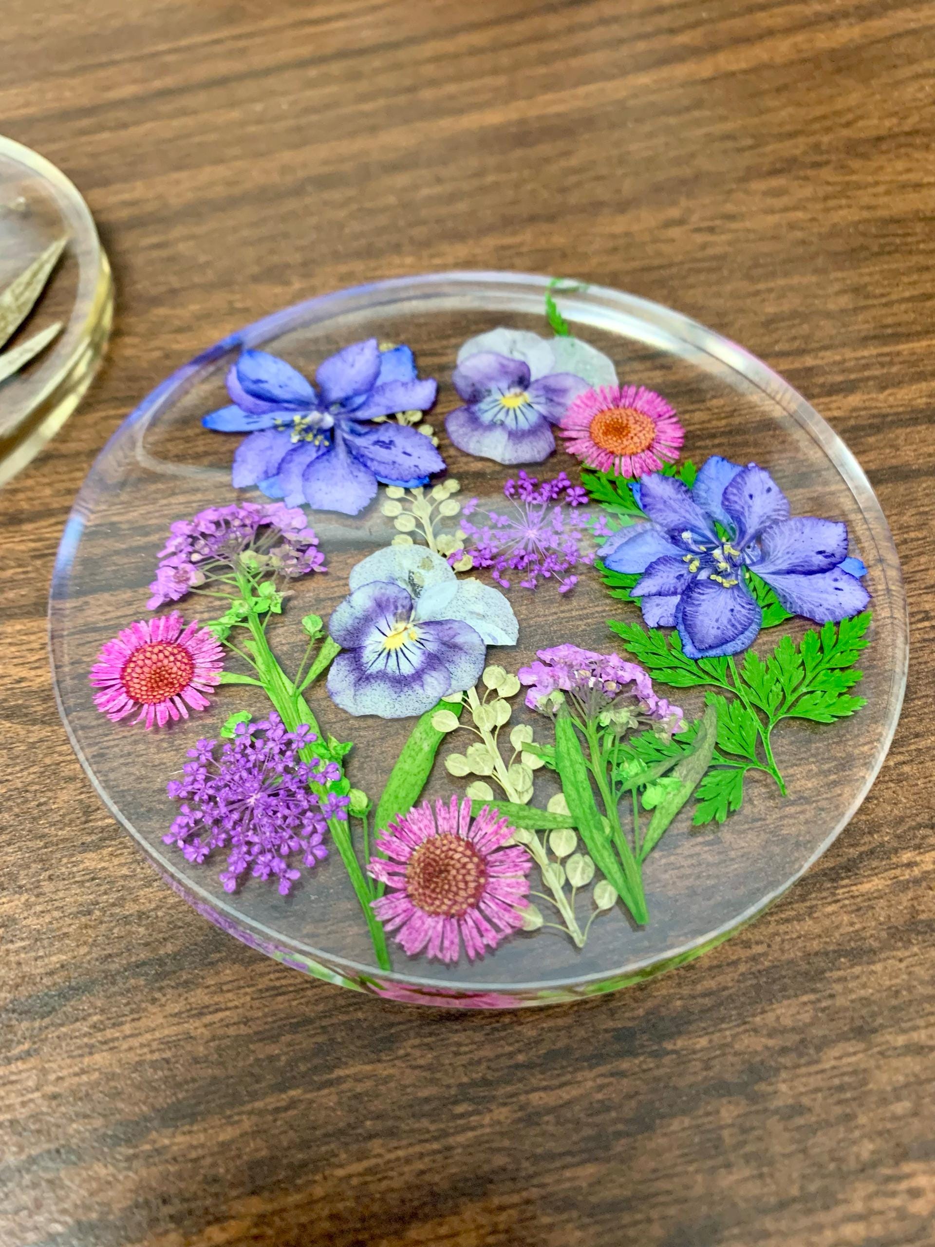 Natural Flowers Coasters,Colorful Pressed Real Flowers Outdoor Coasters,Custom Wedding Birthday Christmas Gifts Table Decor,Wildflowers Art