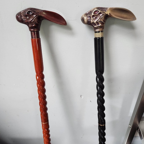 Victorian Brass Rabbit Handle Walking Cane - Wooden Mobility Stick - Etsy