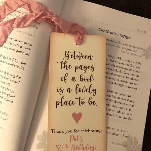 Happy Birthday Bookmark Favors Guest Gifts, 18th, 20th, 30th, 40th ...