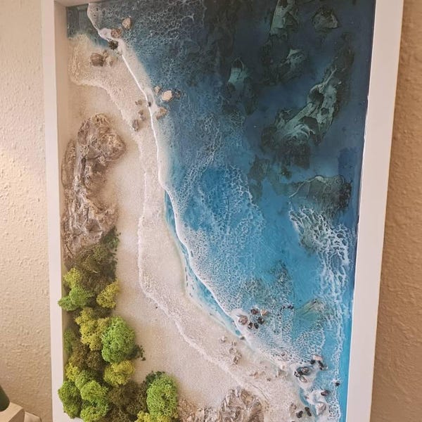 Large Ocean Themed Resin Wall Art, 3D Realistic Epoxy Wave, Ocean ...