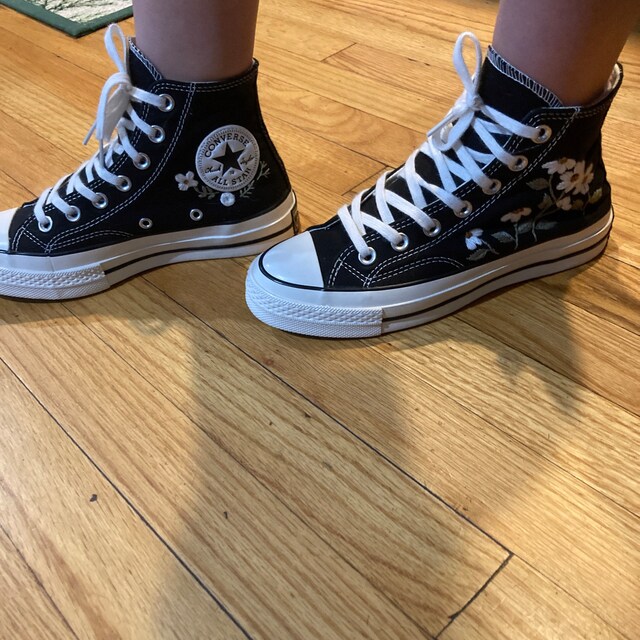 Custom Embroidered Converse High Tops: Daisy Flower Wedding