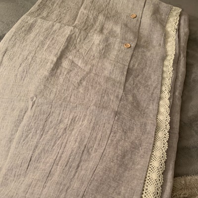 Lace DUVET COVER in Melange Grey and Off-white Softened Linen Linen ...