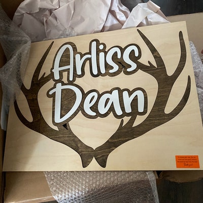 3D Personalized Deer Antler Sign Boy's Antler Name Sign Deer Antlers ...