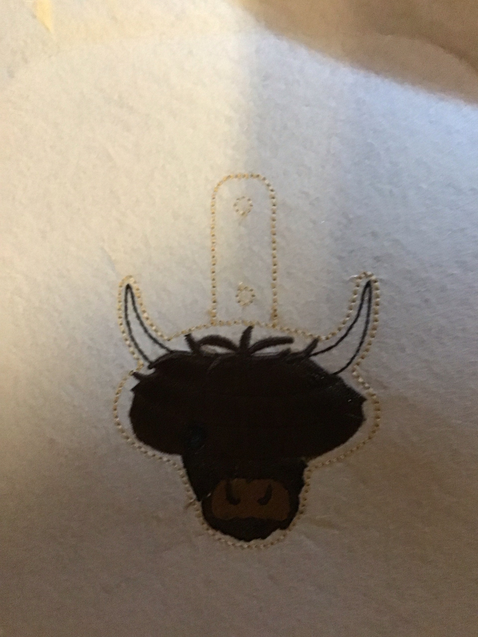 Fringed Highland cow keychain key fob snap tab in the hoop machine embroidery designs ITH project Awesome fluffy fur cow kids backpack tag