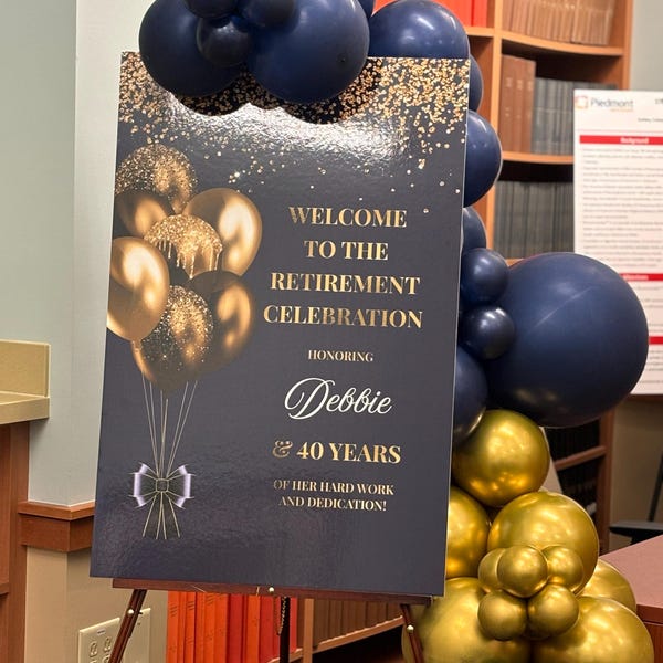 Navy and Gold Retirement Welcome Sign, Retirement Board, Retirement ...