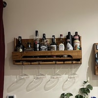 75cm Floating Home Bar/ Wine or Spirit Rack Reclaimed Wood Curved Front ...