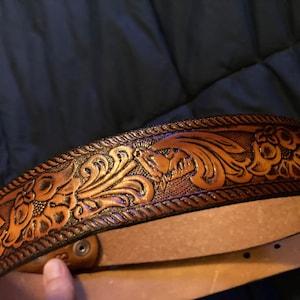 Personalized Leather Belt / Brown Western Scroll/ Free Name / Free ...