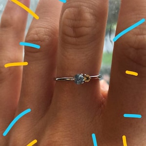 14k London Blue Topaz Ring Three Stone Ring Stacking Ring | Etsy