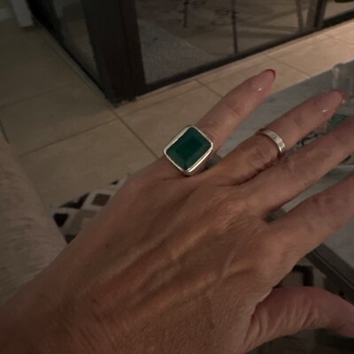 Simulated Emerald Gemstone Handmade 925 Sterling Silver Very Stylish Men's Ring Simulated Emerald Gemstone Handmade 925 Sterling Silver Very Stylish Men's Ring