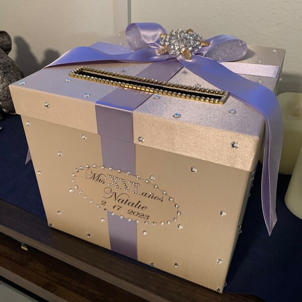 Wedding /quinceañera/sweet 16 Card Box/bat Mitzvah Champagne and Blush ...