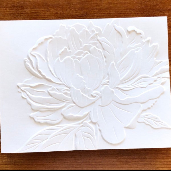 3D Embossed White Peony Flower Note Card Set, Floral Card Set, Blank ...