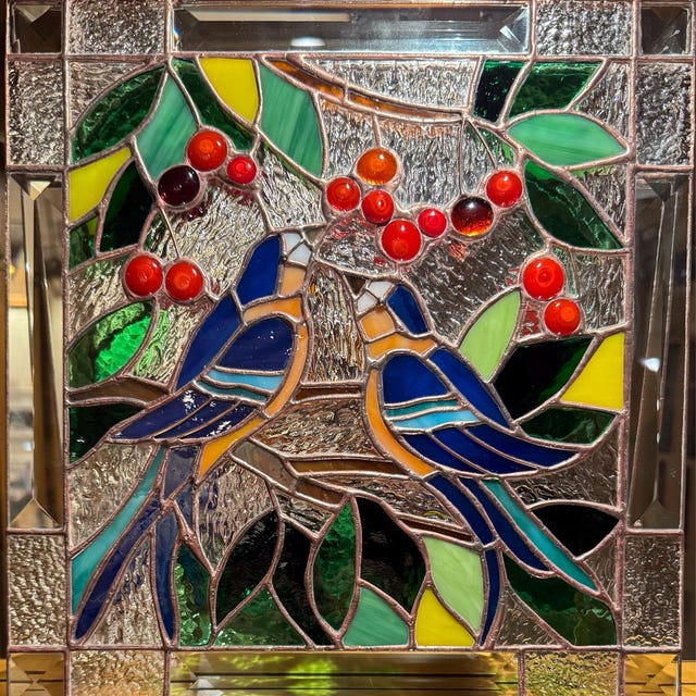 Vitrail Oiseau Bleu Décoration De Fenêtre à Suspendre Attrape