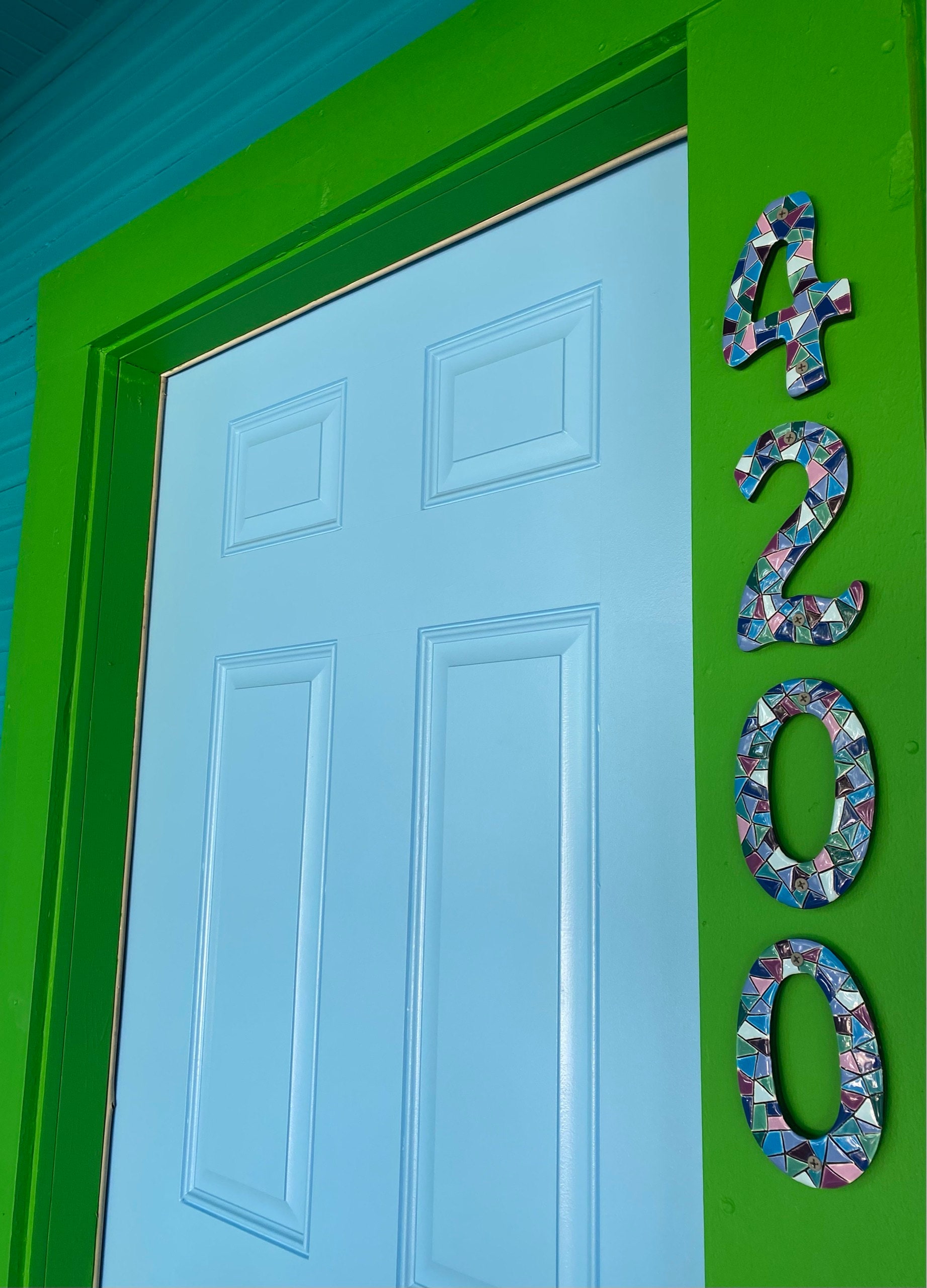 Ceramic numeral with mosaic ornaments, custom numbers wall decor, house numbers, anniversary numbers, ceramic art, tile wall hanging