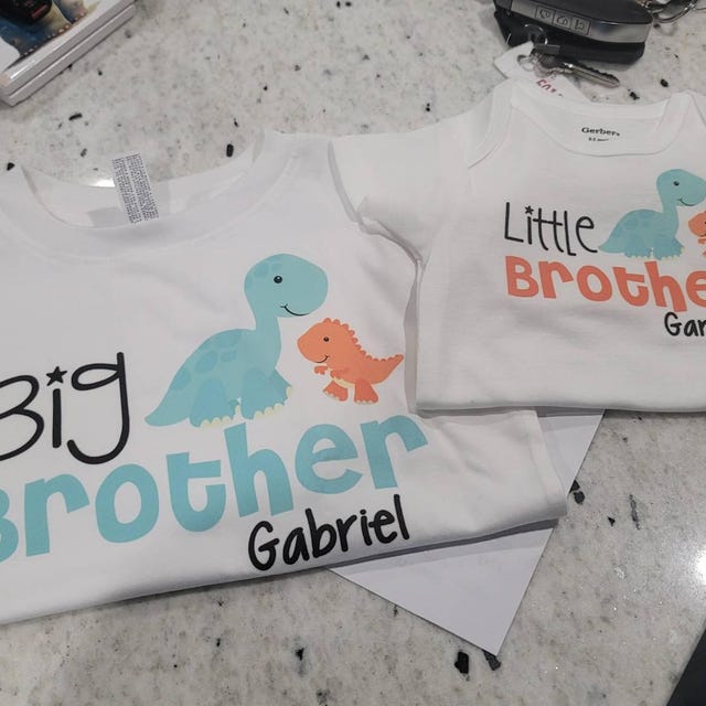 Set T-shirt Grand Frère & Body Petit Frère - 100% Coton, Cadeau Naissance Fraternel - 7