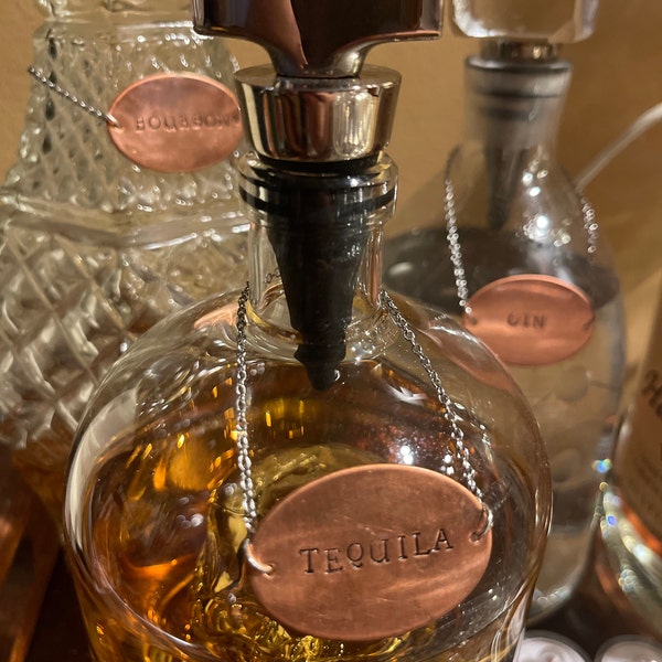 Custom Hand Stamped Decanter Tag - Copper - Etsy