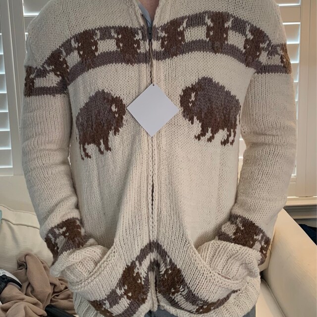 Custom Cowichan Sweater, Mary Maxim Buffalo Handmade Custom Cowichan Sweater, Mary Maxim Buffalo Handmade