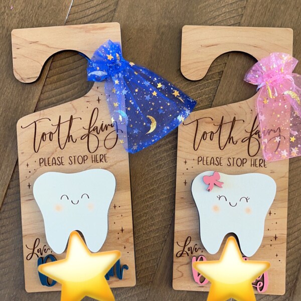 Custom Tooth Fairy Door Hanger - Personalized Wooden Tooth Fairy Sign ...