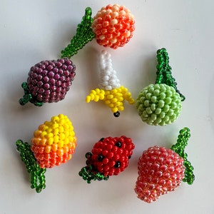 Handmade Beading Fruit Beads /earrings charms for jewelry making /Beaded Jewielry Findngs/ Beaded earrings / mango dragon fruit