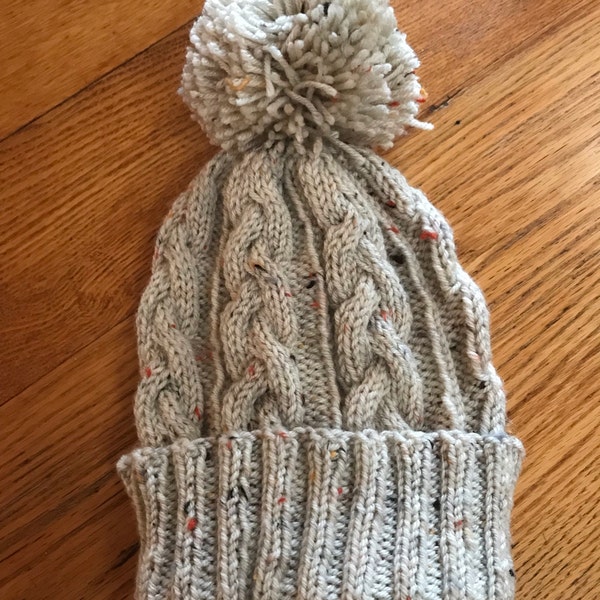 Hat KNITTING PATTERN - Cable Knit Beanie Pattern, Classic Aran Cable ...