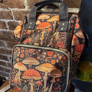 Boho Mushrooms Laptop Backpack, Mushroomcore Backpack 