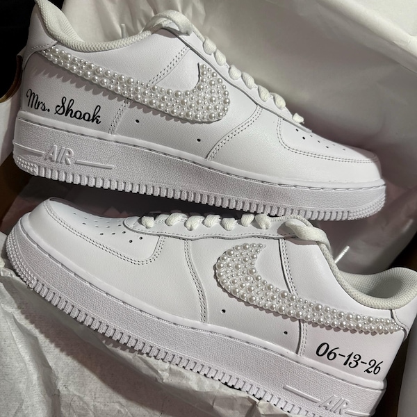 Custom Nike AF1 Bride Shoes Nike Air Force One Wedding Shoes Bridal ...
