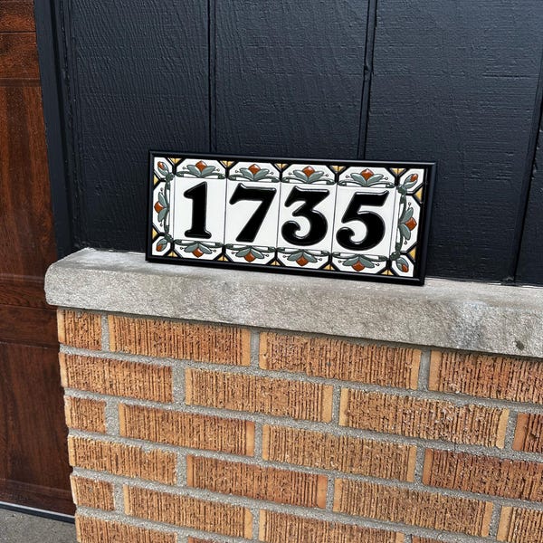 House Numbers Address Tiles Framed Set Custom Address Tiles Sign Hand ...