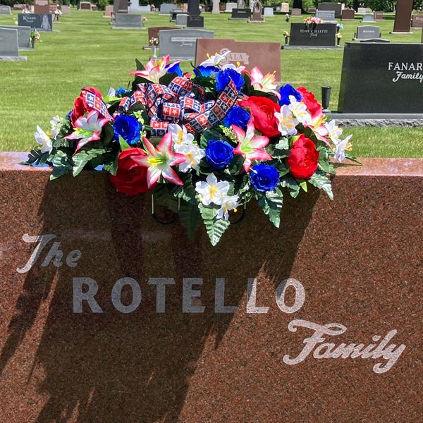Patriotic Cemetery Saddle: Red, White and Blue Silk Memorial Flowers - Etsy