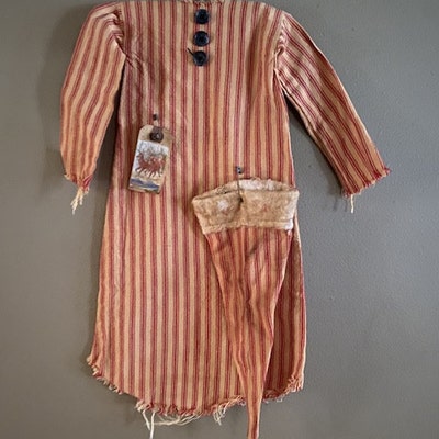 Primitive Raggedy Witch Dress Wall Decor - Grungy Halloween HAG - Signed