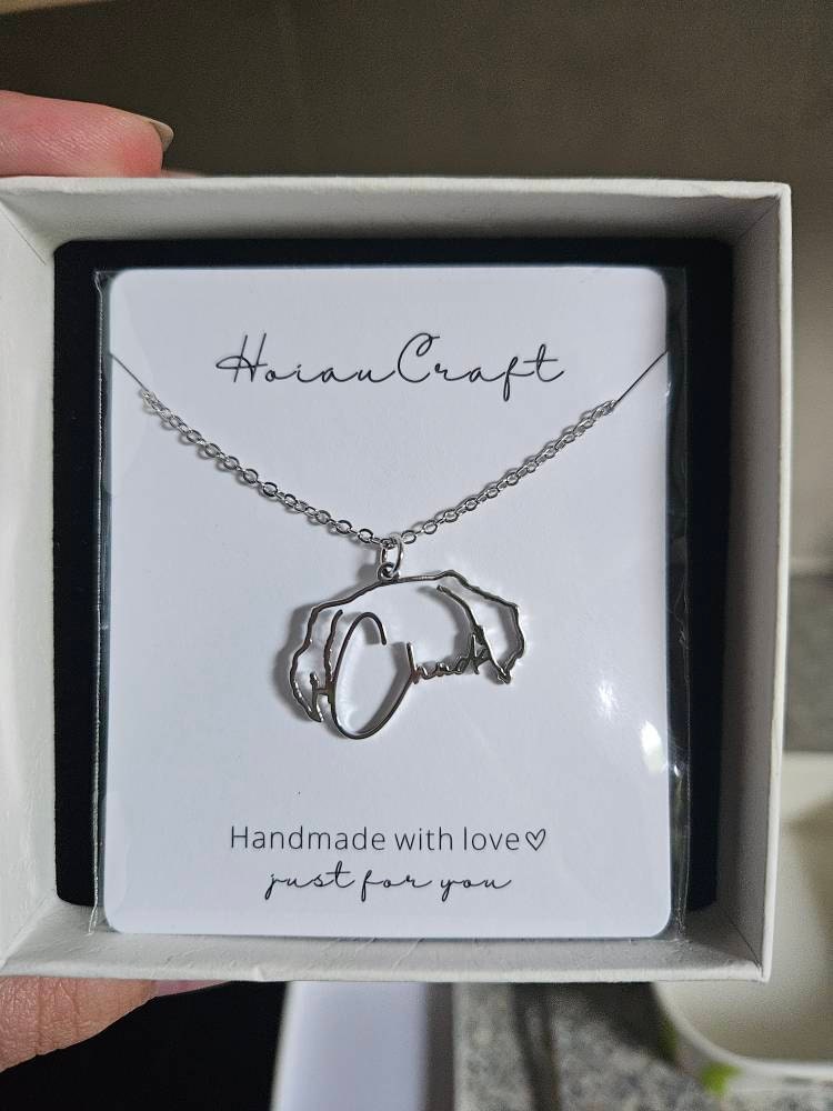 Custom Dog Ears Outline Necklace - Personalized Pet Jewelry - Animal Silhouette Pendant- Unique Dog Lover Gift - Memorial Pet Portrait Gift
