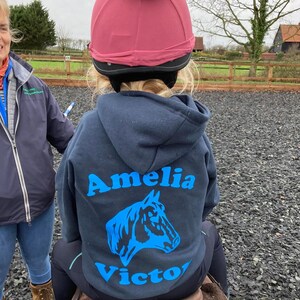 Personalised Adult Jumping Horse Hoodie – Cotton Blend, Relaxed Fit, Graphic Print – Cotton Ridge H18
