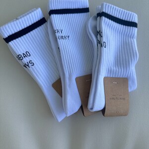 White Tennis Socks With Quotes • High Quality Women & Men Socks