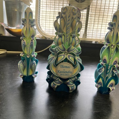 Unity Candle Set Turquoise Colors Wedding Wedding Unity Candles ...